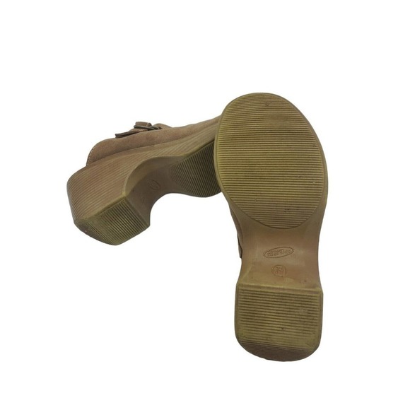 Vintage Y2K Lower East Side 7.5 Brown Suede Chunky Clog Mule Grunge Boho Leather - Picture 9 of 11